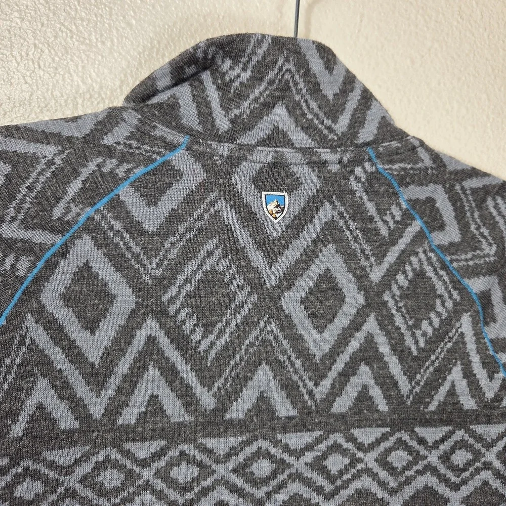 Kuhl Merino Wool Quarter Zip Pullover Women's Large Gray Nordic Sweater Top